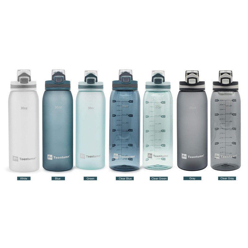 Teentumn Time Marker Water Bottle Gym, 30oz Large Durable Transparent