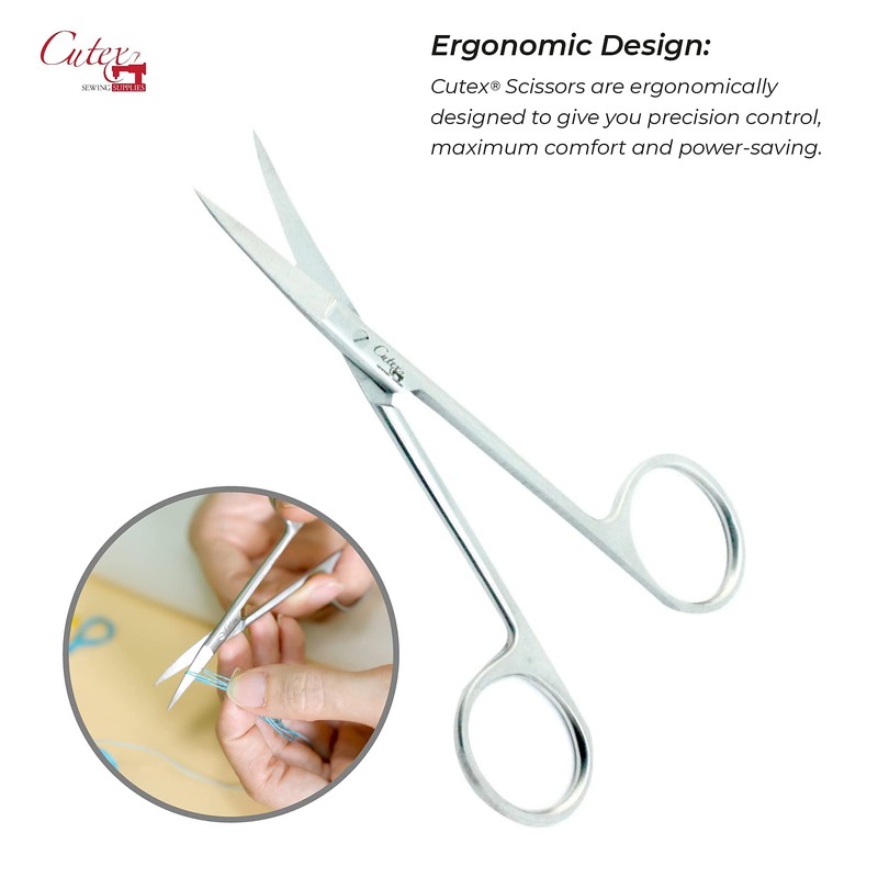 Cutex 4-1/2" Curved Fine Point Embroidery Scissors/Thread Trimmers