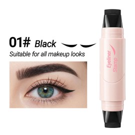Erinde Winged Eyeliner Stamp Pen, Dual Head Rotating Eyeliner Stamp Pencil for Perfect Wings, Quick-Dry, Long-Lasting, Waterproof Smudge-Proof Cat Eye Stamp Liquid Eye Liner Tool for Beginners, Black
