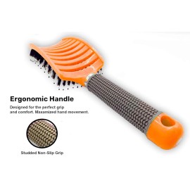UltimateBrush Orange Curved Vented Boar Bristle Styling Hair Brush Any Hair Type Men Women