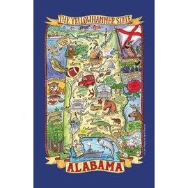 Kay Dee Alabama Tea Towel Adventure Destinations Vacation Souvenir Pictorial Poster Style Map Kitchen Towel, Multicolor, 18 in x 28 in