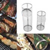 2PCS BBQ Net Tube Stainless Steel Barbecue Grill Basket Rolling
