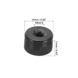 PATIKIL M5x11x14 Cap Nut, 15 Pcs Acorn Nut Screw Knob Cap Insert Bolt Cover Female Thread Knurled Decorative Hardware Fittings Light Fixtures, Black