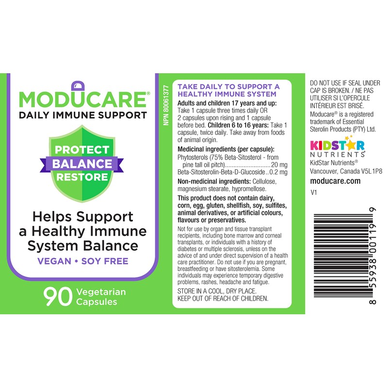 KidStar Nutrients Moducare Daily Immune Support, Plant Sterol Dietary Supplement,