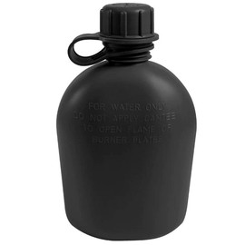 M MCGUIRE GEAR GI Style 1 Qt. Rugged Plastic Canteen, Made in USA, Durable Polyethylene Plastic (Black)