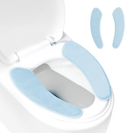 Medium-sized Soft Thicker Warmer Toilet Seat Cover Washable, Toilet Seat Cushion with Memory Foam, Fits Most Size Toilet Lids for Bathroom, Easy Installation & Cleaning (Blue)