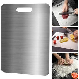 Stainless Steel Chopping Boards - Stainless Steel Chopping Boards for Kitchen - Peak Hygiene Durability, Double-Sided Medical Grade Titanium Chopping Board, Free from Impurities (29 x 20 cm)