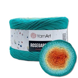 Frida's Wollhaus YarnArt 250 g = 1000 m Rosegarden Bobbel Gradient Yarn Wool 26 Colours (317 | Blue-Vanilla-Orange)