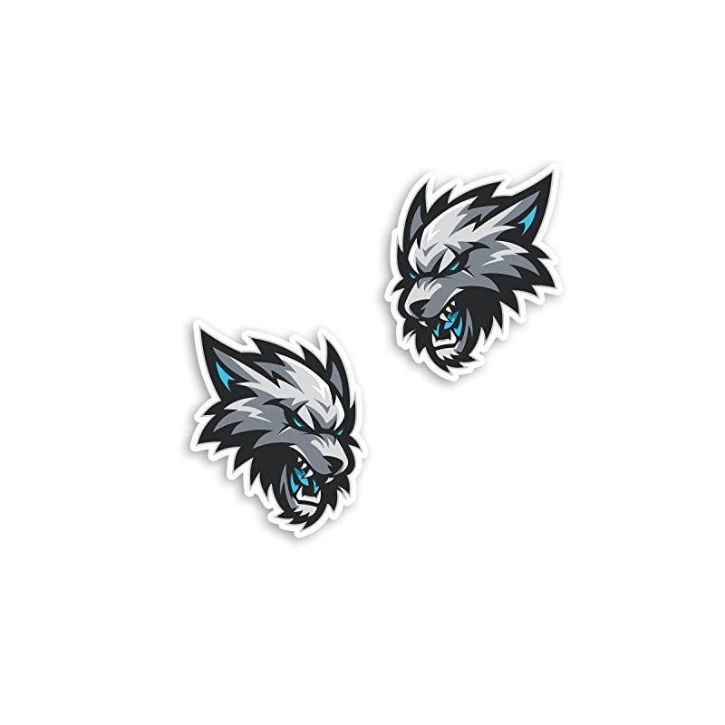 2 x 10cm Angry Wolf Vinyl Stickers - Wolves Wild