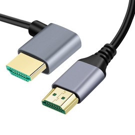 xiwai 8K HDMI 2.1 - Cable HDTV ultrafino de 0,5 m, cable delgado hiper súper flexible, ángulo recto, 90 grados, tipo A macho a macho, para computadora, HDTV, proyector de cine en casa