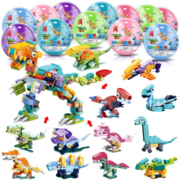 Dinosaur Filled Easter Eggs Toys: 12 Easter Eggs Prefilled Building