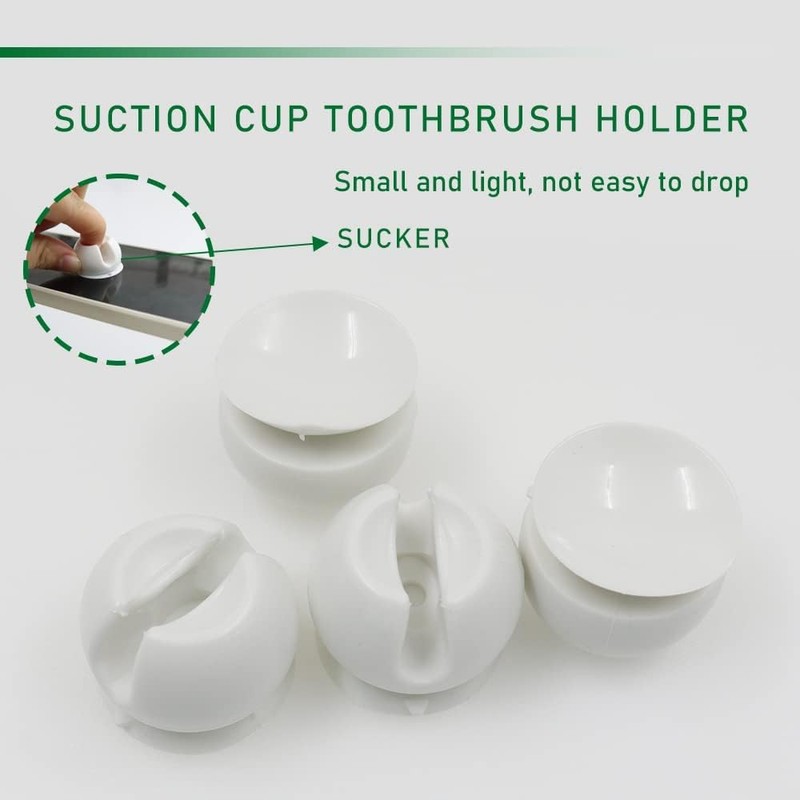 4 Pcs White Toothbrush Holder with Suction Cup, Wall-Mounted Toothbrush