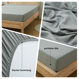 puredown Set of 2 Premium Fitted Sheets 140 x 200 cm Microfibre Bed Sheet for Mattresses up to 25 cm, Thick Comfortable Breathable Fitted Sheets Bed Linen, Oeko-Tex Certified, Light Grey