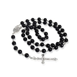 Rosary Beads Catholic for Woman Men Rosary Catholic Necklace Jesus Christ Cross Rosary Necklace for Boys Girls Religious Jewelry Gifts (A)