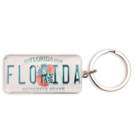Westmon Works Florida Keychain Souvenir Sunshine State License Plate Metal Key Ring, Multi, Small