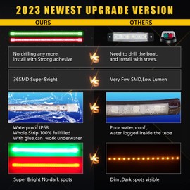 Boat Navigation Led Light Strip for Pontoon Boat,Jon Boat,Kayak,Motor,Bass Boat,Jet Ski,Boat Bow and Stern Marine Night Fishing Trailer Light Red and Green IP68 Waterproof 12v 30cm 12inch