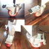 Swivel Stem Casters, Heavy Duty Double-Locking Castors with Red PU