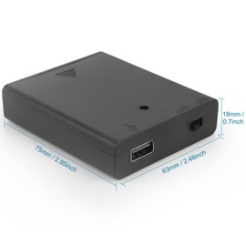 VWEICYY 2 PCS 4 AA Battery Holder with USB Port, 2PCS 4 x 1.5V AA Battery Holder Case