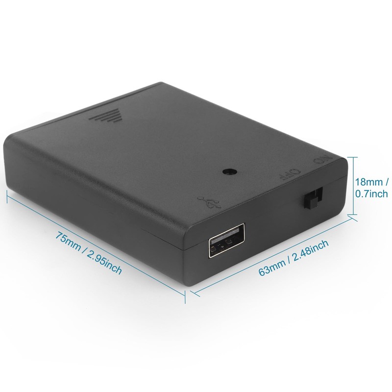 VWEICYY 2 PCS 4 AA Battery Holder with USB Port,