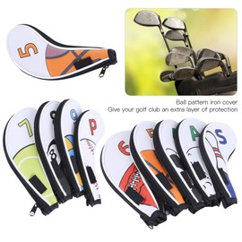 9pcs Golf Head Covers Set Zipper Golf Club Iron Head Covers Iron Covers Golf Club Head Covers Golf Cover Golf Headcover