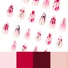 Medium Press on Nails Almond Fake Nails Rose Red False