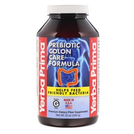 Yerba Prima Prebiotic Colon Care Formula Powder, 12 Ounce - Premium Dietary Fiber Supplement, Gluten Free, Made in USA, Non-GMO