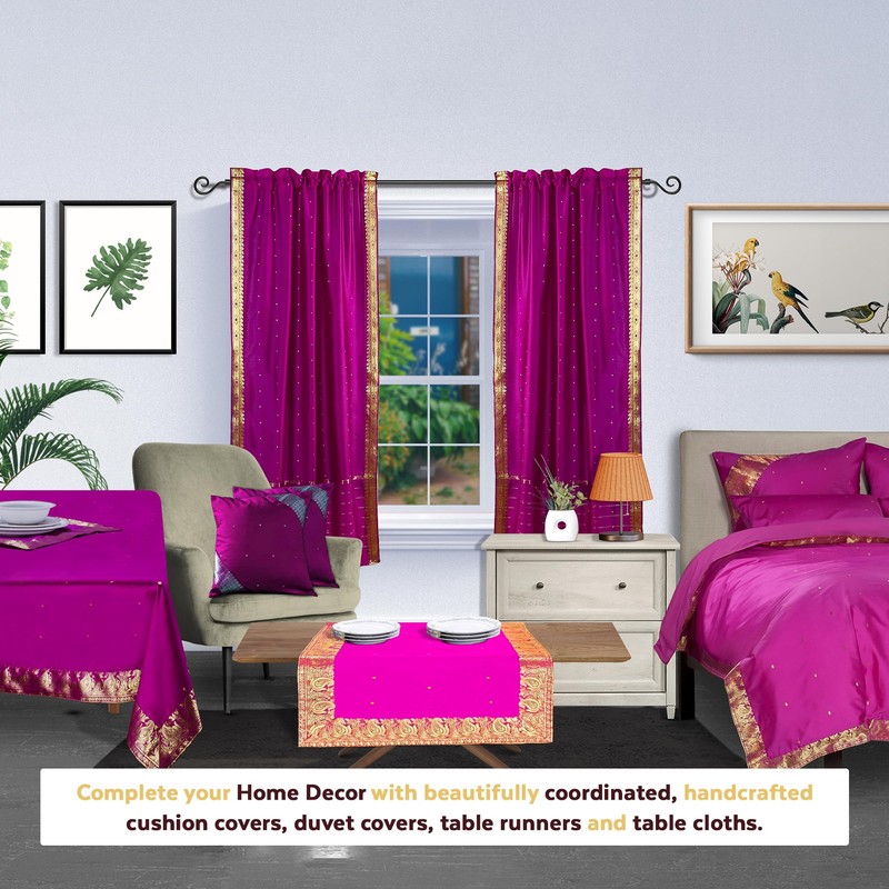 Indian Selections Violet Red Rod Pocket Sheer Sari Curtain/Drape/Panel -