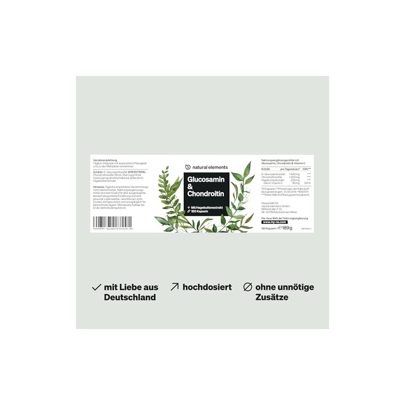 Glucosamine & Chondroitin, 180 Capsules with Vitamin C, Contributes to