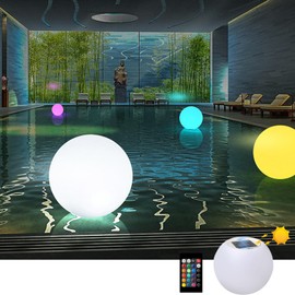 callyan Solar Floating Pool Lights, 8-Inch LED Ball Rechargeable Hot Tub Accessories with Remote Control, 16 RGB Colors Orb Lamp for Pool, Vase Base, Spa, Aquarium, Pond, Hot Tub, Decoration, Party
