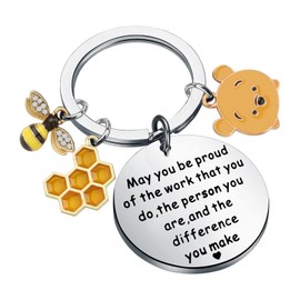 AKTAP Bear Keychain Honey Bee Jewelry for Women Girls Anime Cartoon Bear Fans Gift (Bear Keychain)