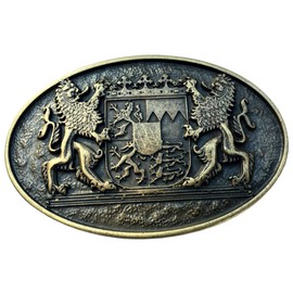 BELTINGER Belt Buckle Double Lion with Crest 4.0 cm Buckle Interchangeable Buckle Belt Buckle 40 mm Solid, Old Brass
