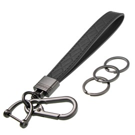 Poagoep Leather Car Keychain for Men and Women Wristlet Keychain Wrist Lanyard Car Key Holder with Anti-Lost D Ring(1)