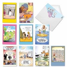 NobleWorks 10 Assorted Box Set Humorous Thank You Greeting Cards w/5 x 7 Inch Envelopes (10 Designs, 1 Each) Gratitude Toons AC7852TYG-B1x10