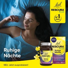 Bachblüten Original Bach RESCURA PLUS Ruhige Nächte 30 vegane Kapseln | Bachblütenmischung mit Ashwagandha und B-Vitaminen für