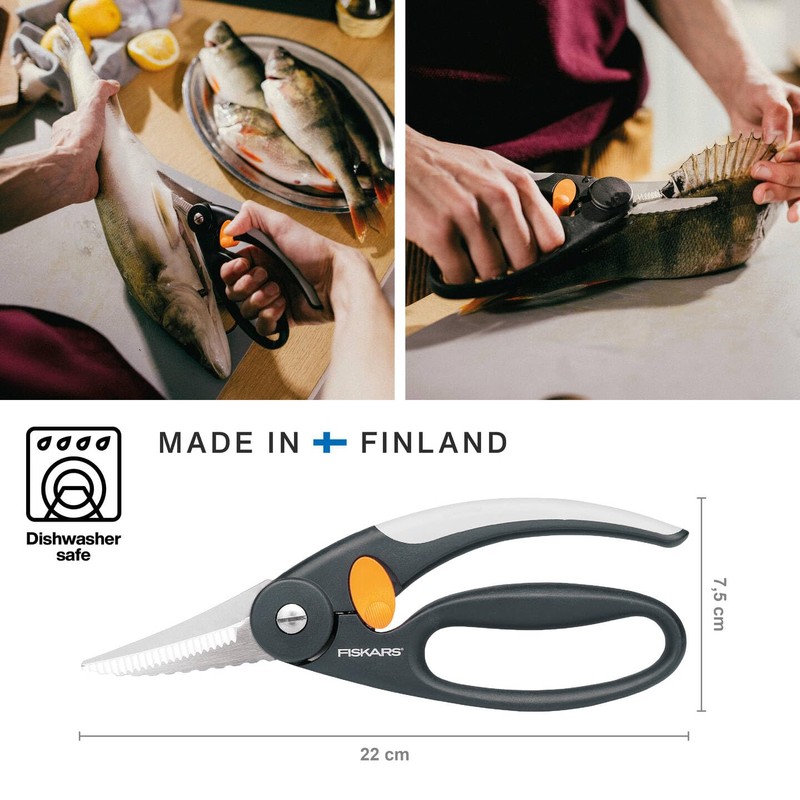 Fiskars Fishing scissors, total length: 22 cm, quality steel/plastic, functional