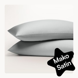 Seralino Satin Cushion Cover 45 x 45 cm, White (Set of 2) Made of 100% Organic Cotton, Oeko-Tex Certified, Soft and Breathable, Cushion Cover Can Also Be Used as Decorative Cushion, Cushion Covers 45
