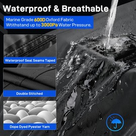 Mionovity Boat Covers 17-19ft,Waterproof Bass Boat Cover 17 18 19 foot,600D Canvas Heavy Duty Boat Cover 17 feet,Fits V-Hull Fishing Runabout Bowrider Boat,17'-19' Boat Cover with Outboard Motor Cover