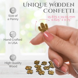 FashionJunkie4Life Wooden Cactus Confetti | 0.625” x 0.75” 100 Pieces for Table Scatter, Birthday Decorations, Wedding Decor, & Other Party Decorations