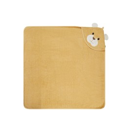 Sterntaler Lion Leo Hooded Bath Towel 100 x 100 cm Cuddly Bath Towel Made of Absorbent Cotton with Cute 3D Ears for Babies and Toddlers, Ochre