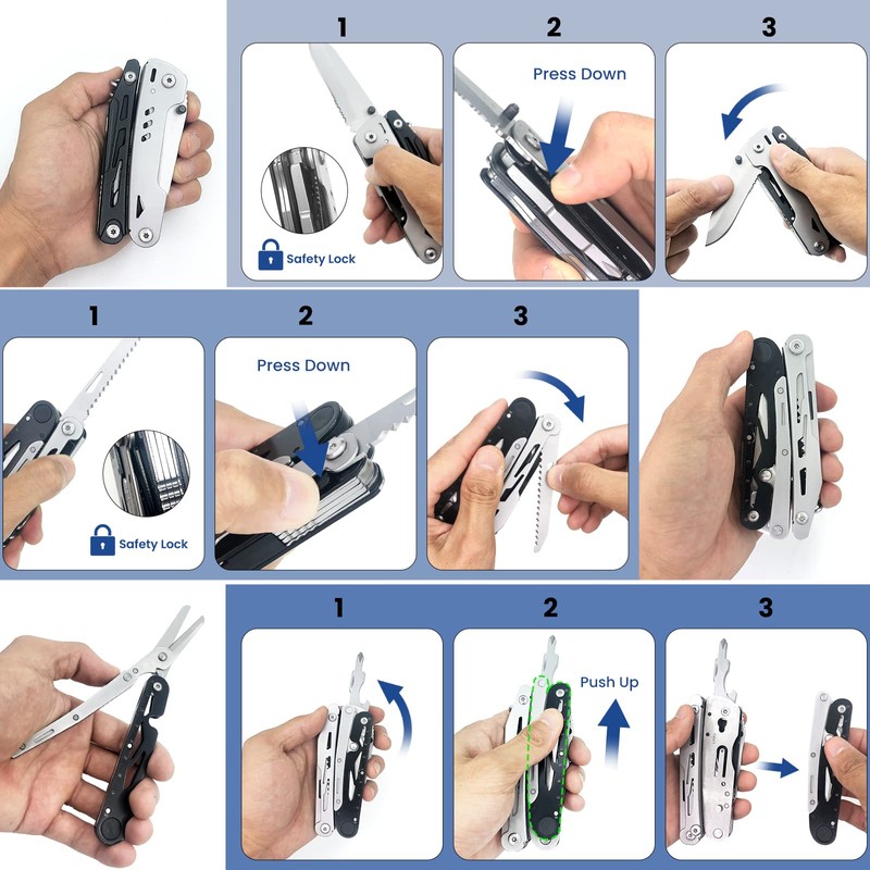 HONZIN Multitool 12 in 1 Multifunctional Pliers, Multi Tool Foldable