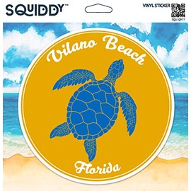 Squiddy Vilano Beach Florida Vacation Beach Town - Vinyl Sticker - Large Size (11" high)
