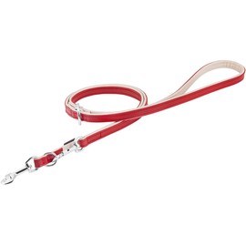 Knuffelwuff Basic Plus Adjustable Leather Dog Lead Red Length 200 cm Width 20 mm
