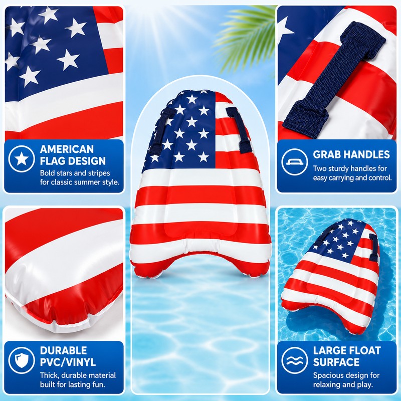 Inflatable Pool Float Raft for Summer Swimming – Patriotic Flag