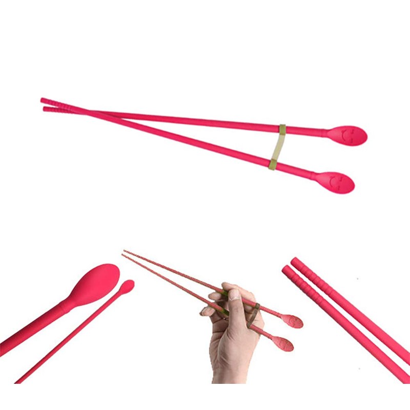 Silicone Cooking Chopsticks with Spoon and Band | 12in (30.5cm)