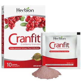 Herbion Naturals Herbion Naturals Cranfit Cranberry Granules Help Prevent Recurrent Urinary Tract Infections (UTIs), Source of Antioxidants, 250 mg Cranberry Extract per Sachet, Herbal Formula, Dissolves in Water, For Adults, 10 Sachets