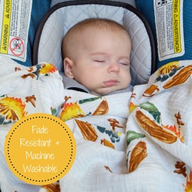 LollyBanks Swaddle Blanket | 100% Muslin Cotton | Newborn and Baby Nursery Essentials for Boys, Registry | Camp Theme Print