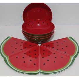 C & C California 8 Pc Watermelon Melamine Plate & Bowl Set C&C California - New