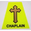Reflective Fluorescent Yellow CHAPLAIN Rank Helmet Tetrahedron Tet Trapezoid