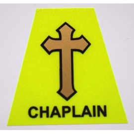 Reflective Fluorescent Yellow CHAPLAIN Rank Helmet Tetrahedron Tet Trapezoid