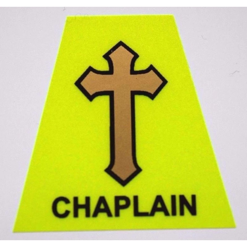 Reflective Fluorescent Yellow CHAPLAIN Rank Helmet Tetrahedron Tet Trapezoid